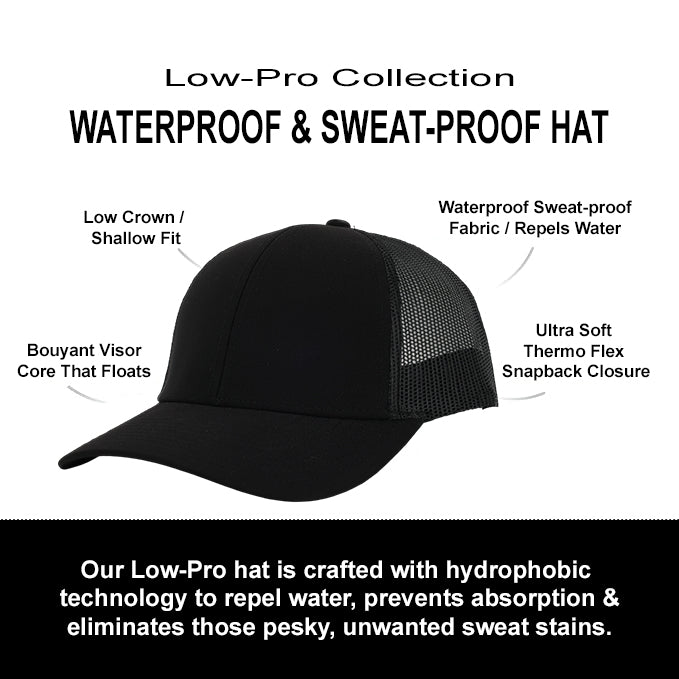 Black Mesh Low Pro Waterproof Hat