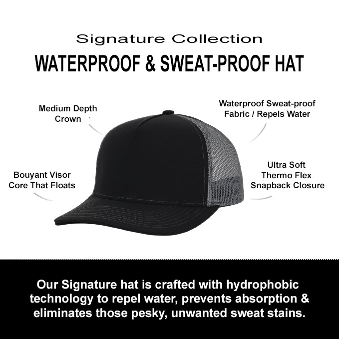Black & Charcoal Mesh Signature Waterproof Hat